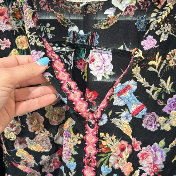 Johnny Was Floral Blouse - Black and Multicolor - Picture 4 of 5